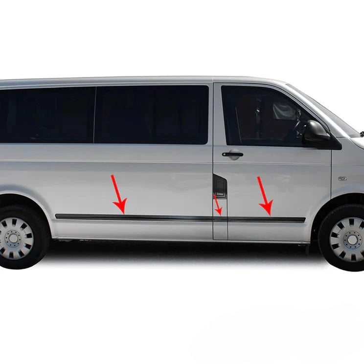 Volkswagen T6 Transporter Yan Kapı Çıtası 5 Prç. P.Çelik (L1.-RHD-Tek Sürgülü-Siyah) 2015-2022